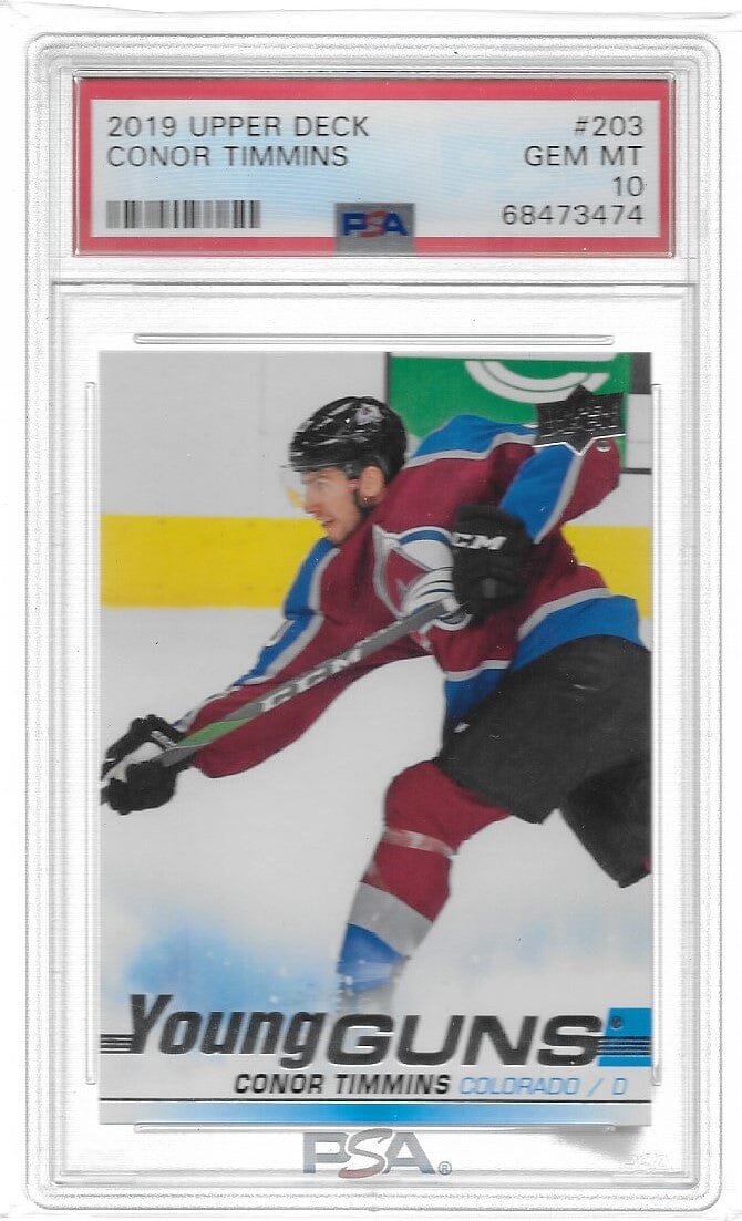 Conor Timmins 2019 UD #203 YOUNG GUNS psa 10 SD Cards 